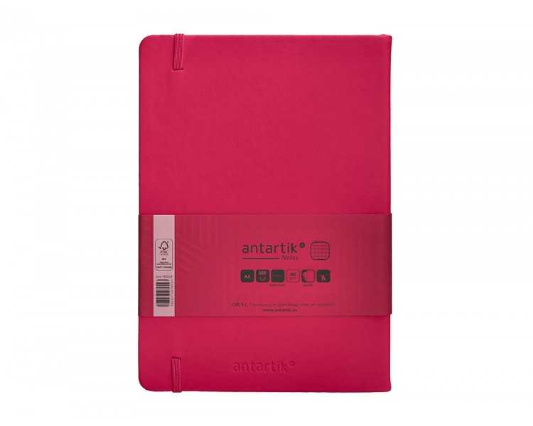 Cuaderno con gomilla antartik notes tapa dura a5 hojas cuadricula burdeos 100 hojas 80 gr fsc