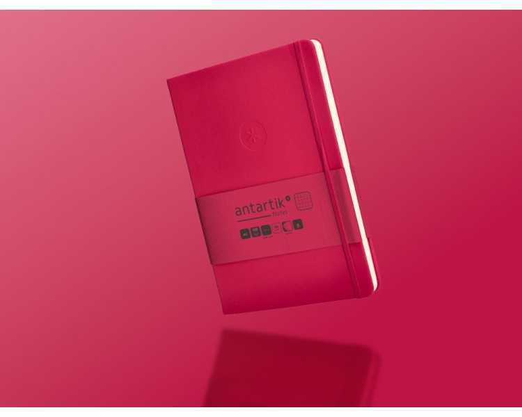 Cuaderno con gomilla antartik notes tapa dura a5 hojas cuadricula burdeos 100 hojas 80 gr fsc