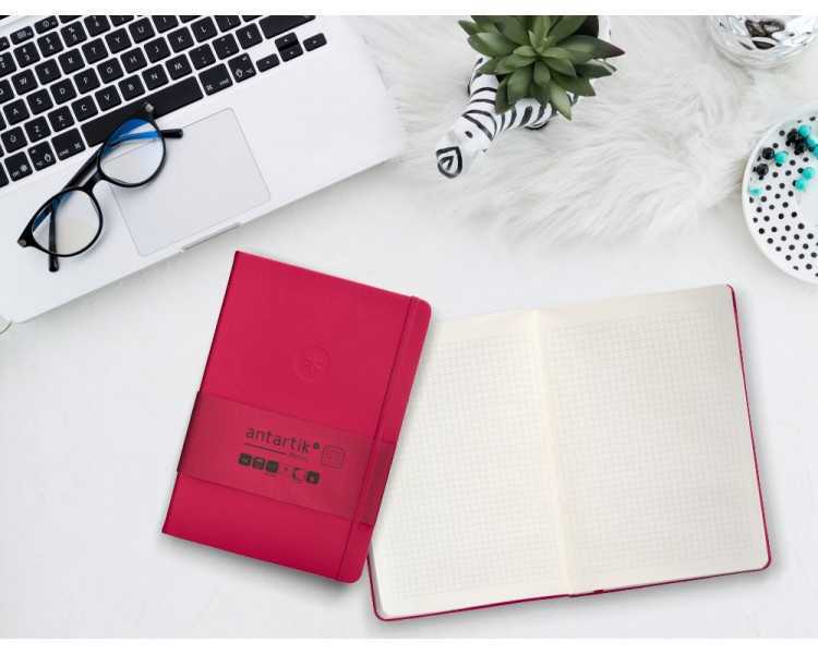 Cuaderno con gomilla antartik notes tapa dura a5 hojas cuadricula burdeos 100 hojas 80 gr fsc
