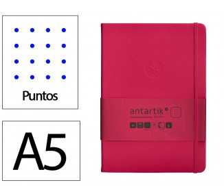 Cuaderno con gomilla antartik notes tapa dura a5 hojas puntos burdeos 100 hojas 80 gr fsc