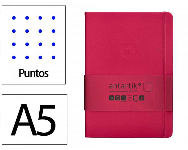 Cuaderno con gomilla antartik notes tapa dura a5 hojas puntos burdeos 100 hojas 80 gr fsc