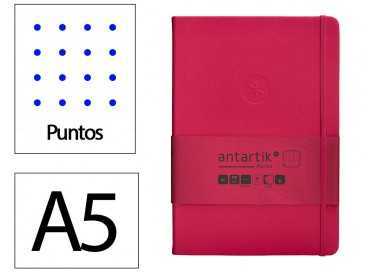 Cuaderno con gomilla antartik notes tapa dura a5 hojas puntos burdeos 100 hojas 80 gr fsc