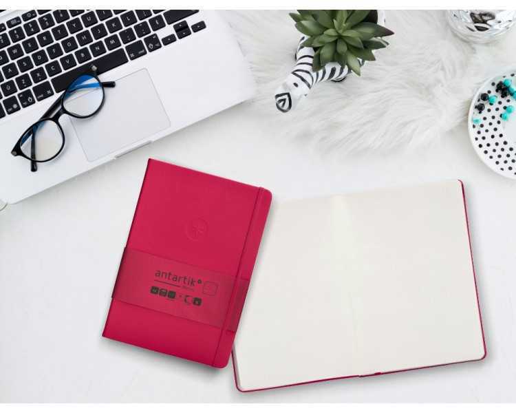 Cuaderno con gomilla antartik notes tapa dura a5 hojas puntos burdeos 100 hojas 80 gr fsc