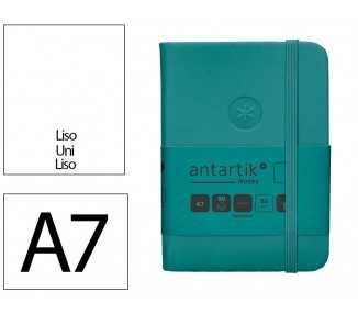 Cuaderno con gomilla antartik notes tapa dura a7 hojas lisas verde aguamarina 80 hojas 80 gr fsc