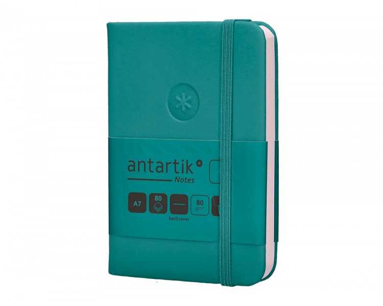 Cuaderno con gomilla antartik notes tapa dura a7 hojas lisas verde aguamarina 80 hojas 80 gr fsc