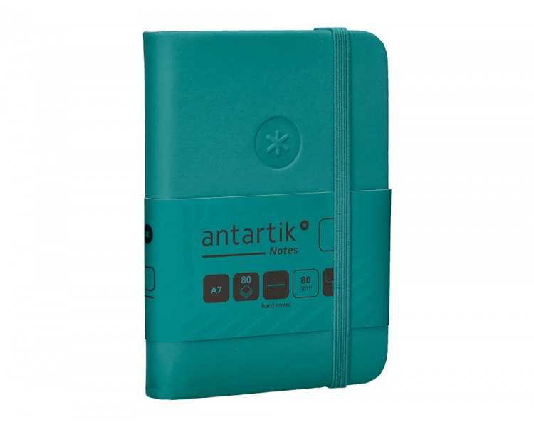 Cuaderno con gomilla antartik notes tapa dura a7 hojas lisas verde aguamarina 80 hojas 80 gr fsc