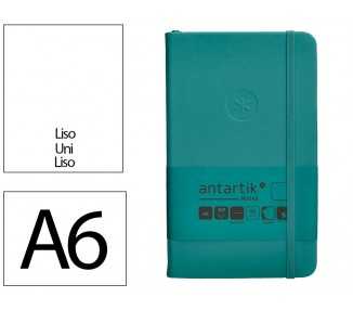 Cuaderno con gomilla antartik notes tapa dura a6 hojas lisas verde aguamarina 100 hojas 80 gr fsc