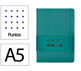 Cuaderno con gomilla antartik notes tapa dura a5 hojas puntos verde aguamarina 100 hojas 80 gr fsc