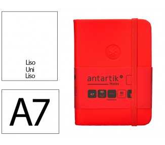 Cuaderno con gomilla antartik notes tapa dura a7 hojas lisas rojo 80 hojas 80 gr fsc