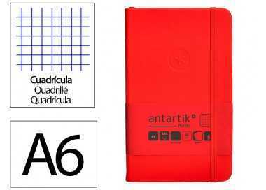Cuaderno con gomilla antartik notes tapa dura a6 hojas cuadricula rojo 100 hojas 80 gr fsc