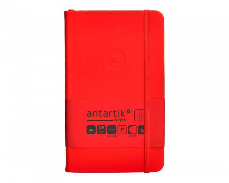 Cuaderno con gomilla antartik notes tapa dura a6 hojas cuadricula rojo 100 hojas 80 gr fsc