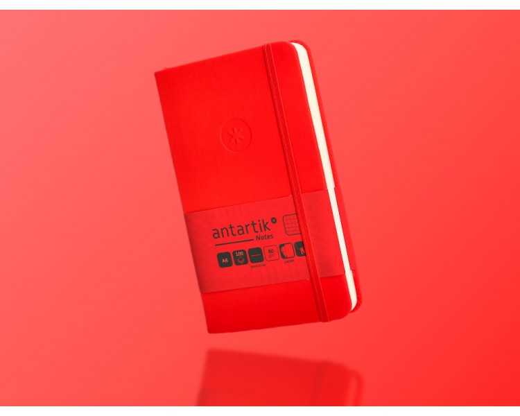 Cuaderno con gomilla antartik notes tapa dura a6 hojas cuadricula rojo 100 hojas 80 gr fsc