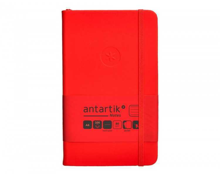 Cuaderno con gomilla antartik notes tapa dura a6 hojas rayas rojo 100 hojas 80 gr fsc