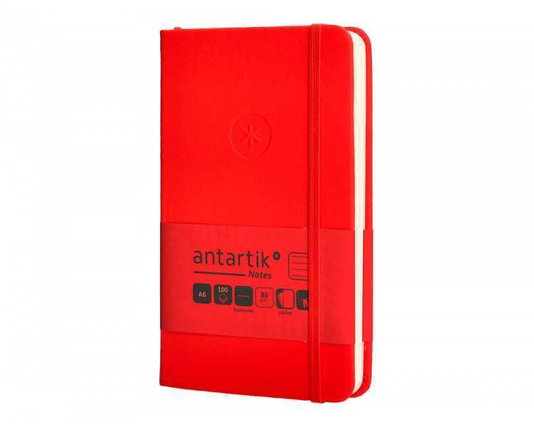 Cuaderno con gomilla antartik notes tapa dura a6 hojas rayas rojo 100 hojas 80 gr fsc