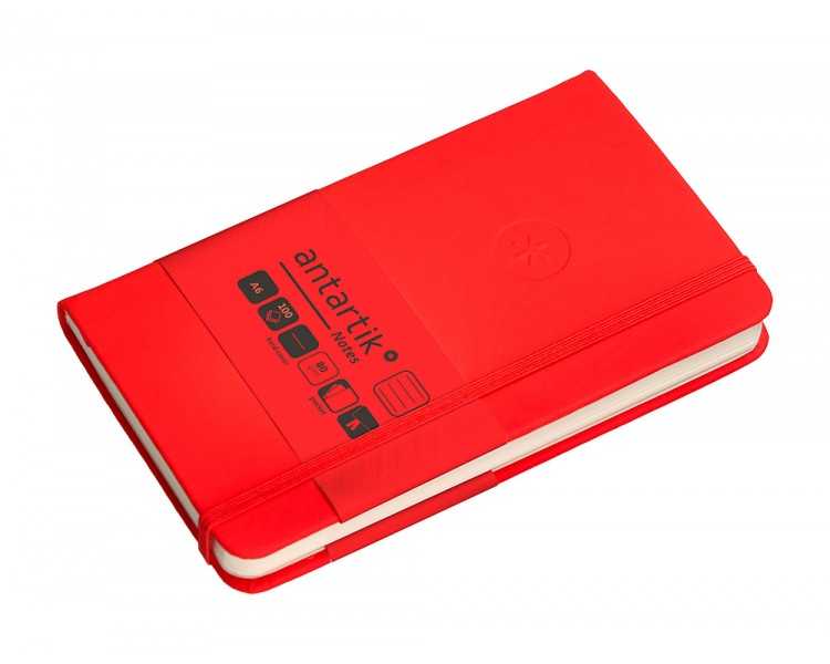 Cuaderno con gomilla antartik notes tapa dura a6 hojas rayas rojo 100 hojas 80 gr fsc