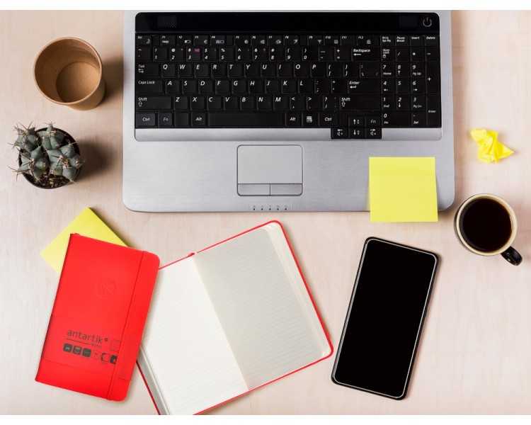 Cuaderno con gomilla antartik notes tapa dura a6 hojas rayas rojo 100 hojas 80 gr fsc