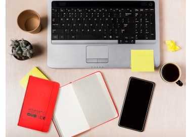Cuaderno con gomilla antartik notes tapa dura a6 hojas rayas rojo 100 hojas 80 gr fsc