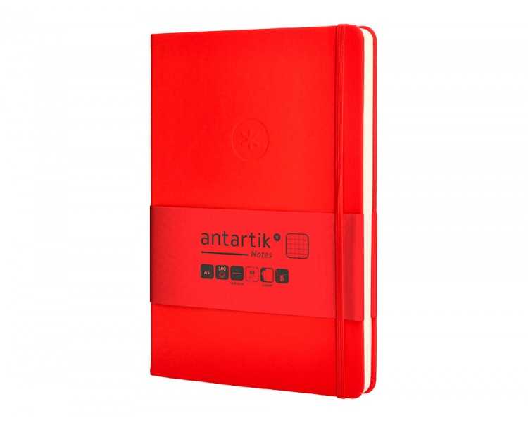 Cuaderno con gomilla antartik notes tapa dura a5 hojas cuadricula rojo 100 hojas 80 gr fsc