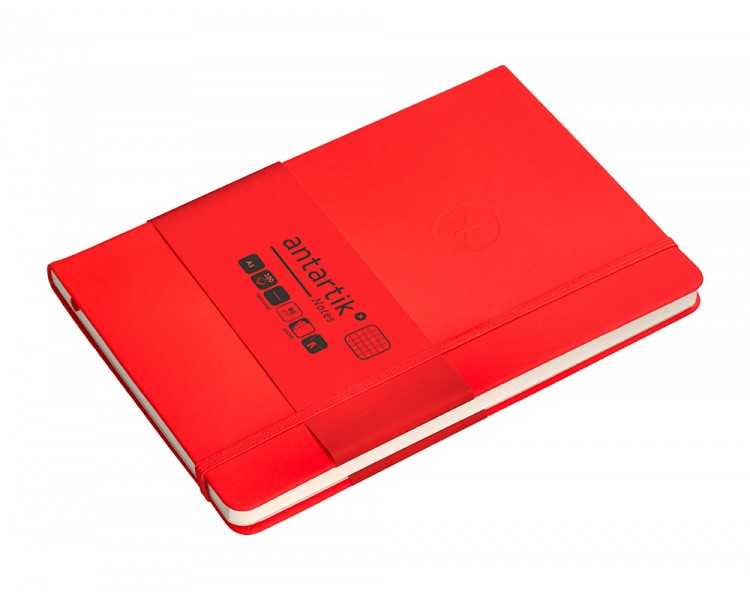 Cuaderno con gomilla antartik notes tapa dura a5 hojas cuadricula rojo 100 hojas 80 gr fsc