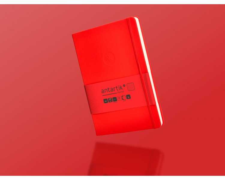 Cuaderno con gomilla antartik notes tapa dura a5 hojas cuadricula rojo 100 hojas 80 gr fsc