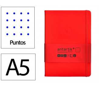 Cuaderno con gomilla antartik notes tapa dura a5 hojas puntos rojo 100 hojas 80 gr fsc