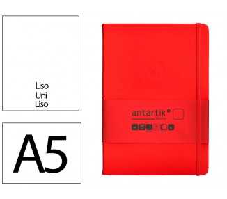 Cuaderno con gomilla antartik notes tapa dura a5 hojas lisas rojo 100 hojas 80 gr fsc