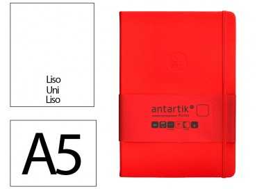 Cuaderno con gomilla antartik notes tapa dura a5 hojas lisas rojo 100 hojas 80 gr fsc