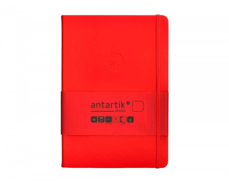 Cuaderno con gomilla antartik notes tapa dura a5 hojas lisas rojo 100 hojas 80 gr fsc