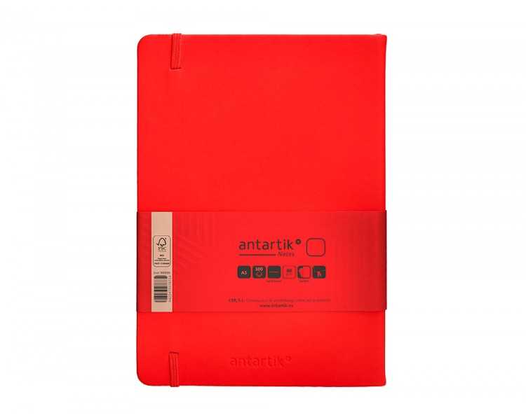 Cuaderno con gomilla antartik notes tapa dura a5 hojas lisas rojo 100 hojas 80 gr fsc