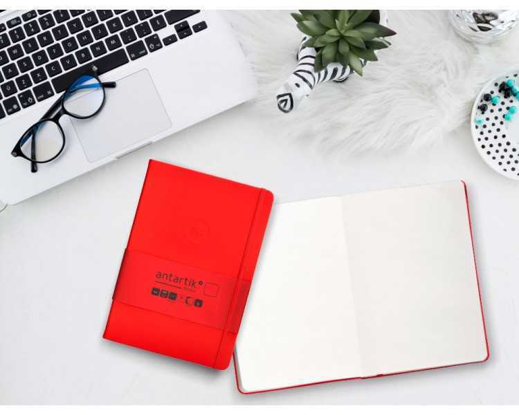 Cuaderno con gomilla antartik notes tapa dura a5 hojas lisas rojo 100 hojas 80 gr fsc