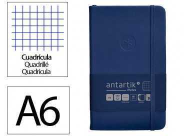 Cuaderno con gomilla antartik notes tapa dura a6 hojas cuadricula azul marino 100 hojas 80 gr fsc
