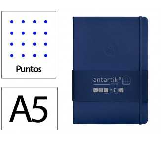 Cuaderno con gomilla antartik notes tapa dura a5 hojas puntos azul marino 100 hojas 80 gr fsc