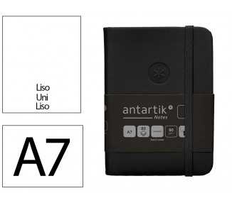 Cuaderno con gomilla antartik notes tapa dura a7 hojas lisas negro 80 hojas 80 gr fsc