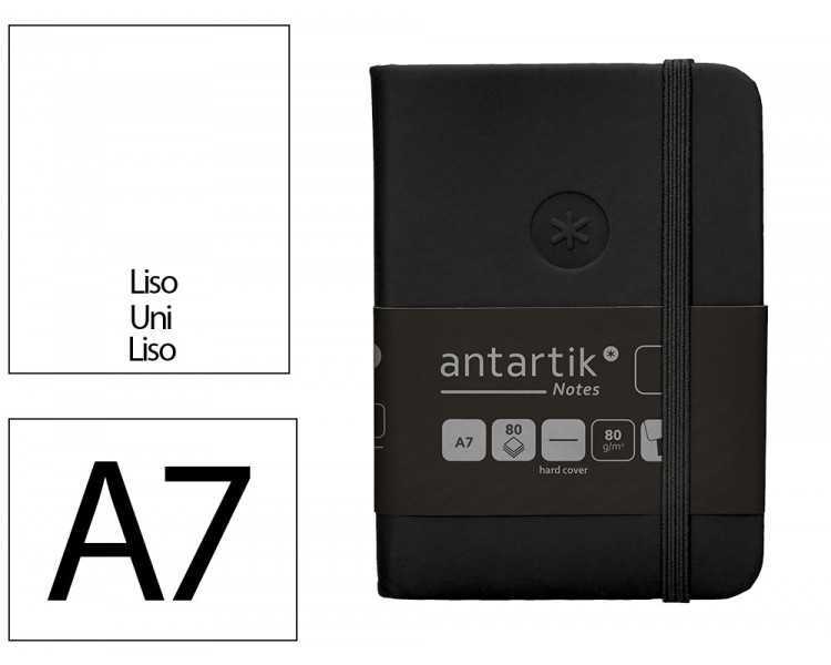 Cuaderno con gomilla antartik notes tapa dura a7 hojas lisas negro 80 hojas 80 gr fsc