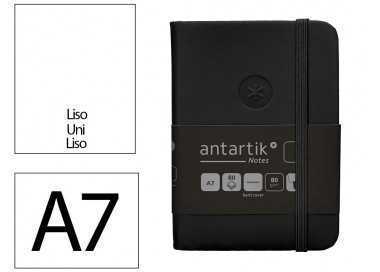 Cuaderno con gomilla antartik notes tapa dura a7 hojas lisas negro 80 hojas 80 gr fsc