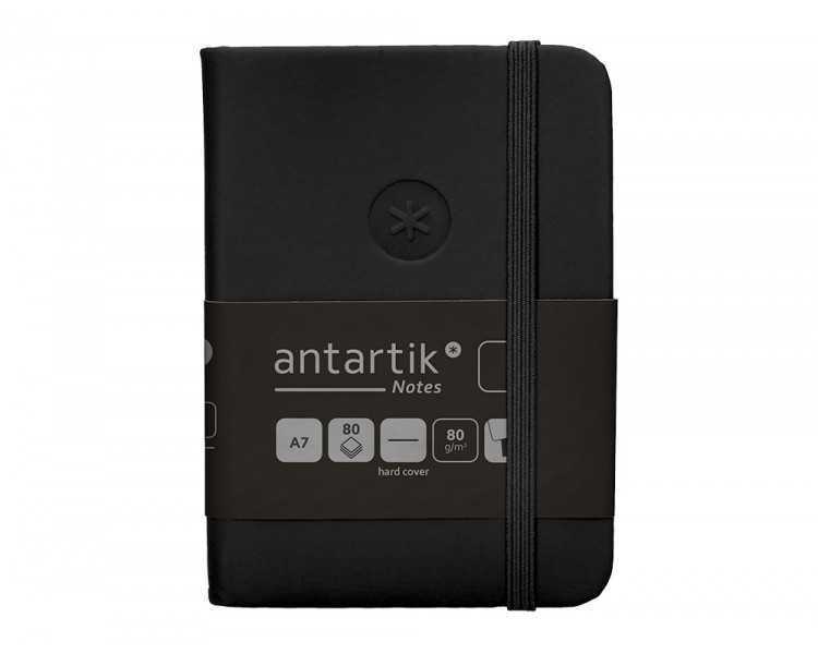 Cuaderno con gomilla antartik notes tapa dura a7 hojas lisas negro 80 hojas 80 gr fsc