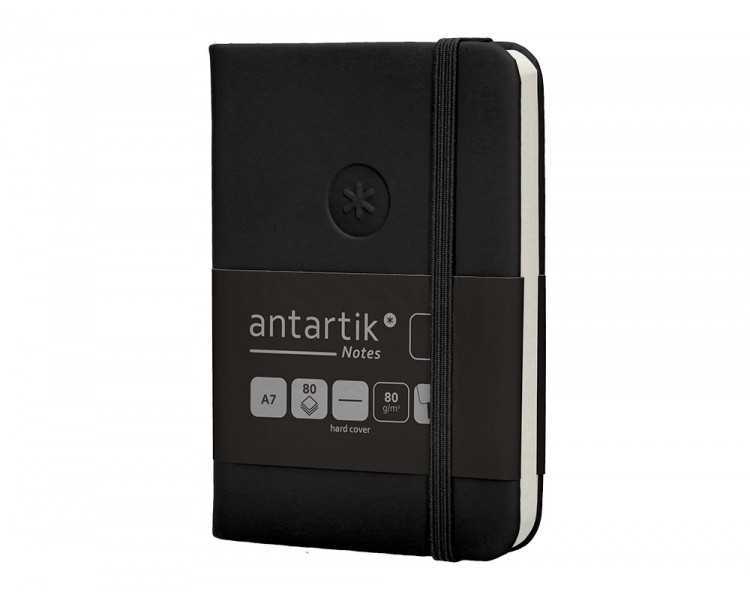 Cuaderno con gomilla antartik notes tapa dura a7 hojas lisas negro 80 hojas 80 gr fsc