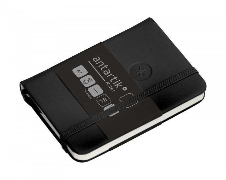 Cuaderno con gomilla antartik notes tapa dura a7 hojas lisas negro 80 hojas 80 gr fsc
