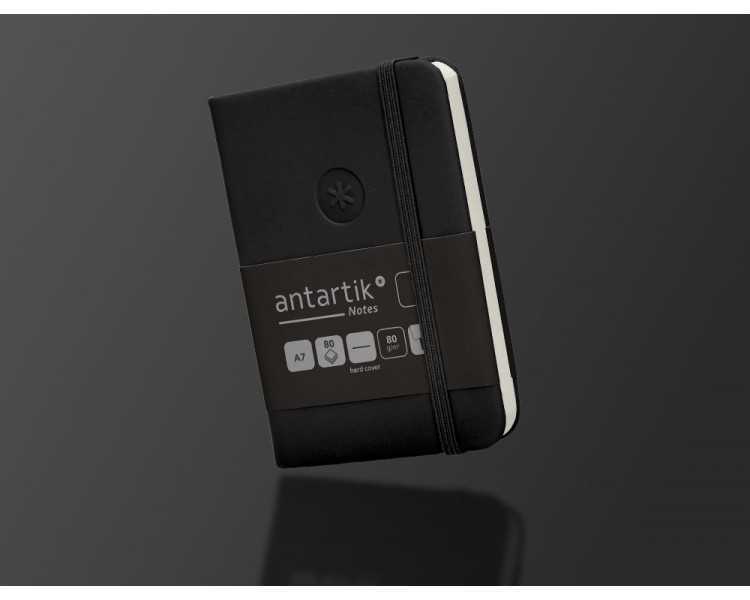 Cuaderno con gomilla antartik notes tapa dura a7 hojas lisas negro 80 hojas 80 gr fsc