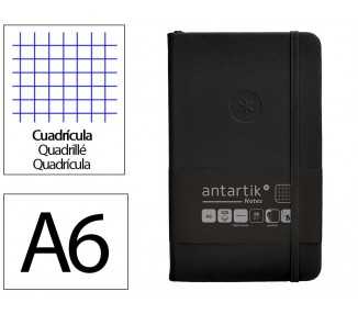Cuaderno con gomilla antartik notes tapa dura a6 hojas cuadricula negro 100 hojas 80 gr fsc