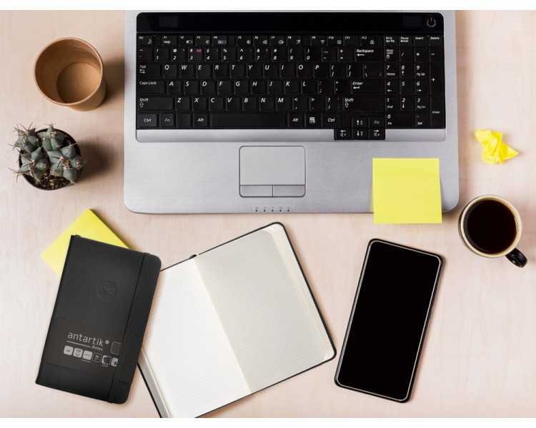 Cuaderno con gomilla antartik notes tapa dura a6 hojas cuadricula negro 100 hojas 80 gr fsc