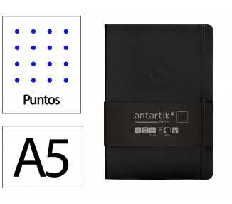 Cuaderno con gomilla antartik notes tapa dura a5 hojas puntos negro 100 hojas 80 gr fsc