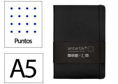 Cuaderno con gomilla antartik notes tapa dura a5 hojas puntos negro 100 hojas 80 gr fsc