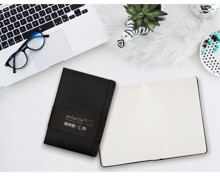Cuaderno con gomilla antartik notes tapa dura a5 hojas puntos negro 100 hojas 80 gr fsc
