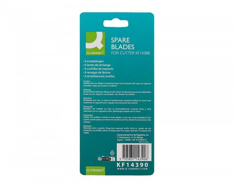 Repuesto cuter estrecho ceramico q-connect 9mm blister de 6 unidades para cuter kf14388