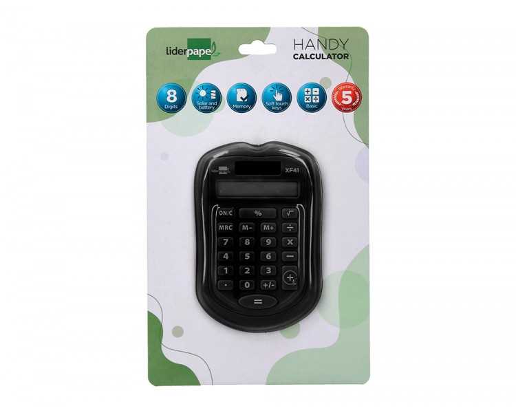 Calculadora liderpapel bolsillo xf43 8 digitos solar y pilas color negro 94x59,5x10,5mm