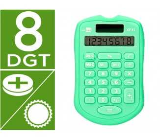 Calculadora liderpapel bolsillo xf42 8 digitos solar y pilas color verde 94x59,5x10,5mm