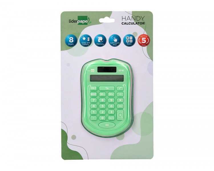 Calculadora liderpapel bolsillo xf42 8 digitos solar y pilas color verde 94x59,5x10,5mm
