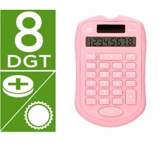 Calculadora liderpapel bolsillo xf41 8 digitos solar y pilas color rosa 94x59,5x10,5mm