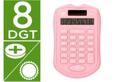 Calculadora liderpapel bolsillo xf41 8 digitos solar y pilas color rosa 94x59,5x10,5mm